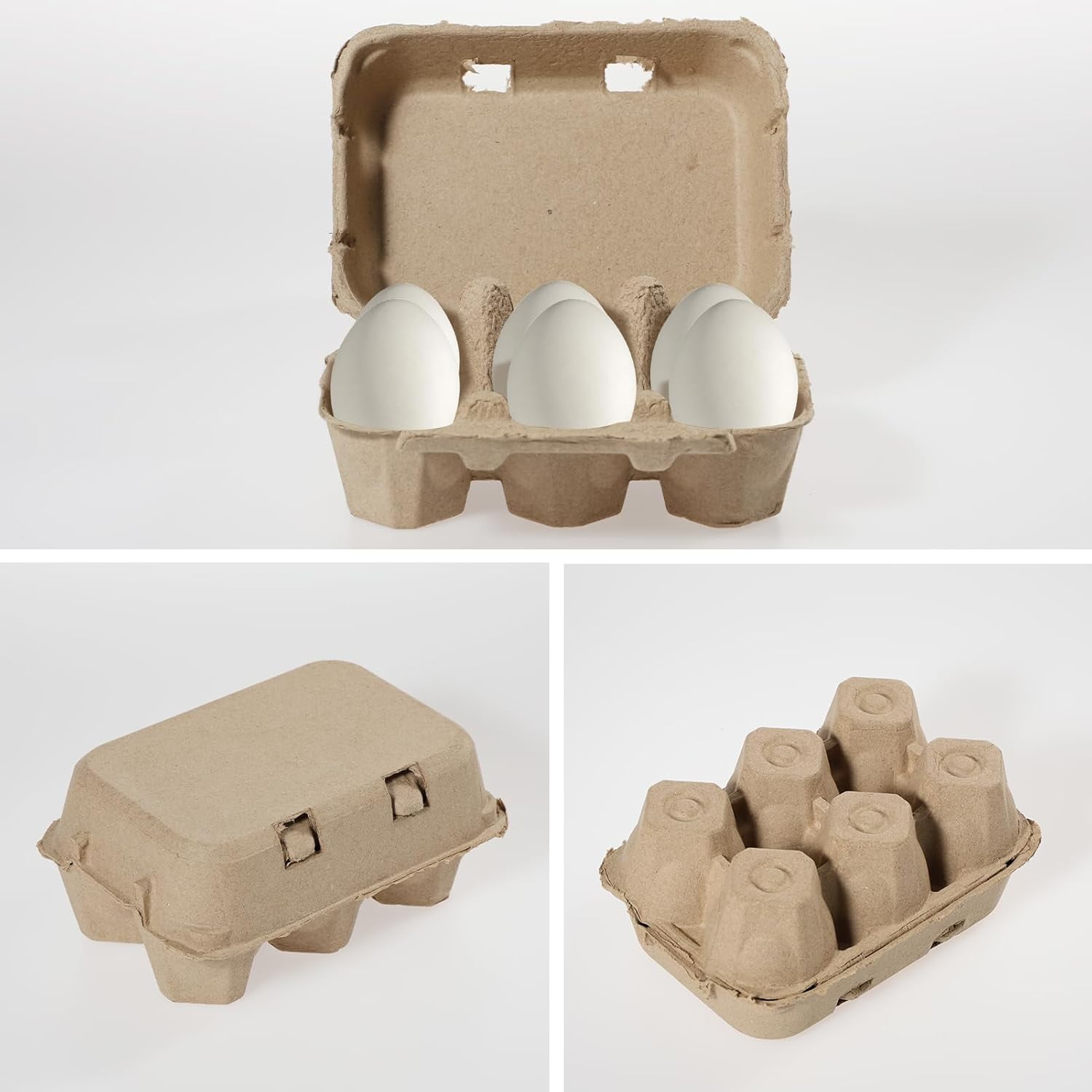 18 Pack Jumbo Duck Egg Cartons Half Dozen Paper Goose Egg Cartons for Normal Size Geese,Blank Natural Pulp Jumbo Eggs Container Holder Reusable for Six Duck Goose Hen Eggs