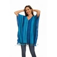 thumbnail image 5 of Beautybatik Blue Boho Stripe Caftan Women Tunic Top Blouse Plus Size 1X, 5 of 6