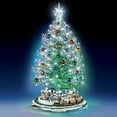 thumbnail image 5 of The Bradford Exchange Thomas Kinkade Silver Blessings Christmas Tree Handcrafted Tabletop Decor Color Changing Lights 30 Ornaments And a Holiday Village Encircled By Moving Train Plays 8 Carols 17"-in, 5 of 6