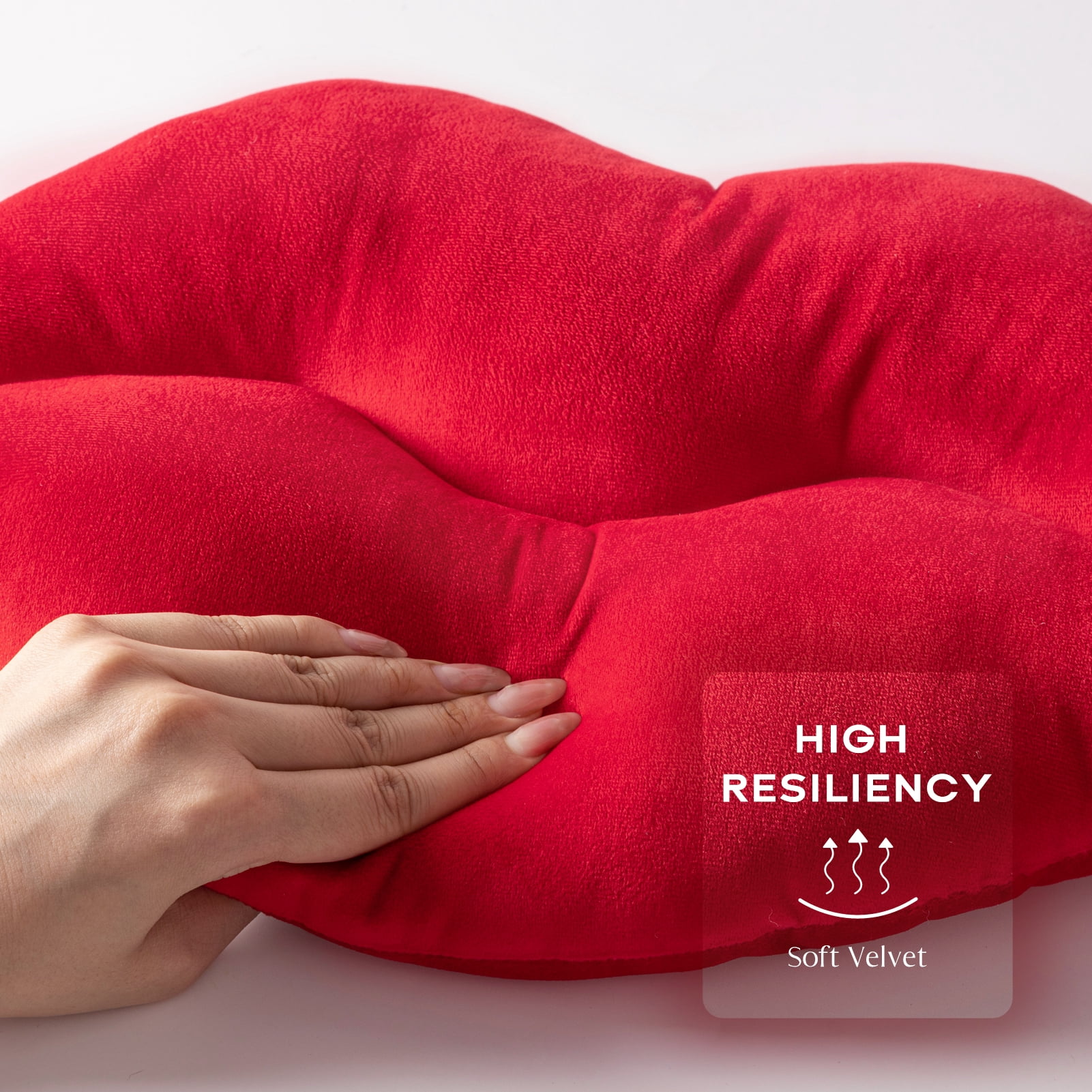 Phantoscope Lips Throw Pillows Smooth Soft Velvet Cushion with Insert Included, Decorative Lumbar Pillow for Couch Bed Living Room, Red, 24 x 12 Inches