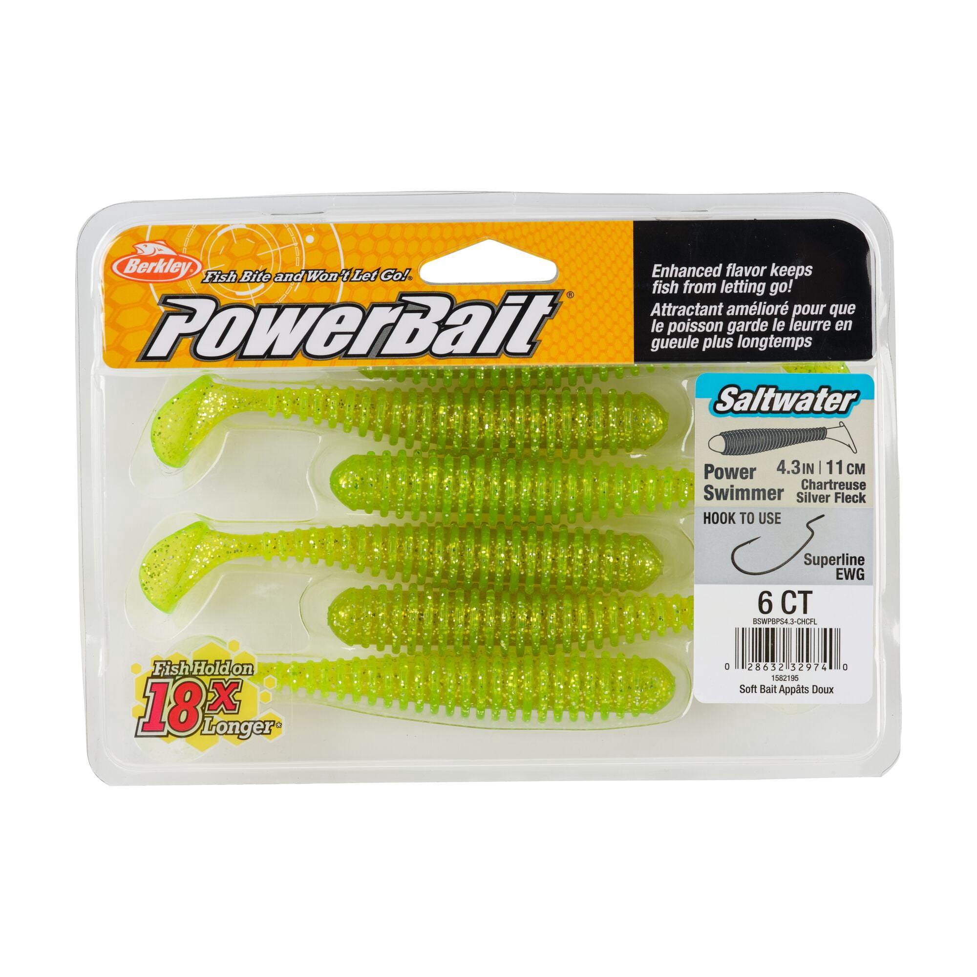 Berkley PowerBait® Saltwater Power Swimmer, 4.3 in, Swimbaits, Chrome Flash (6-count)