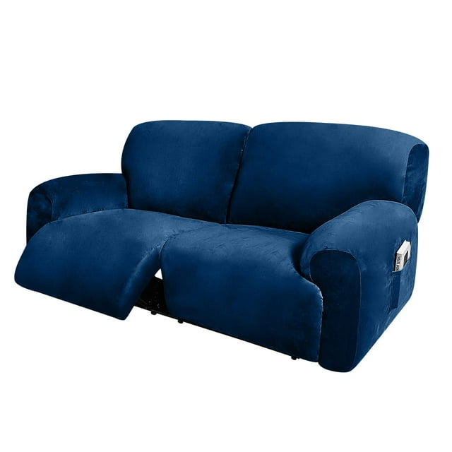Funda para muebles ULTICOR, reclinable, 2 plazas, terciopelo azul marino