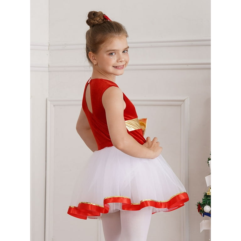 Christmas Ice Skating Dress Girls Christmas Dance Dress With Sequins &  Velvet - Santa Holiday Party Dress With Matching Hat, Sizes 6-16