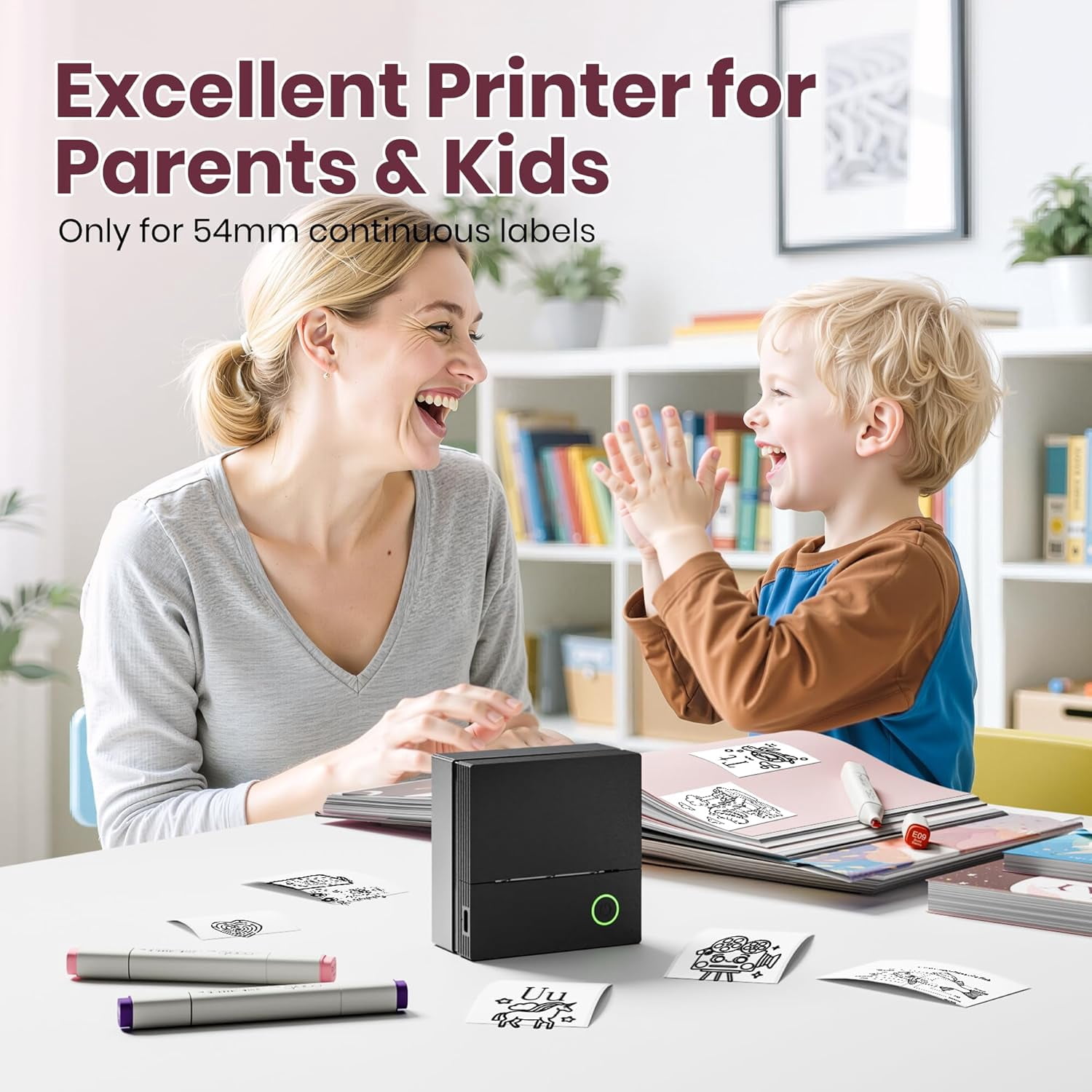 PM290C Portable Sticker Printer, inkless Bluetooth mini printer with 3 paper rolls. For notes, journaling, DIY. Ideal gift for school, office, Christmas. Black