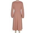 thumbnail image 3 of ClodeEU Womens Long Sleeve Dress ,2025 Fall Trendy Elegant V Neck , Wedding Guest Holiday Formal Long Dresses Pink,Womens Plus XL, 3 of 6