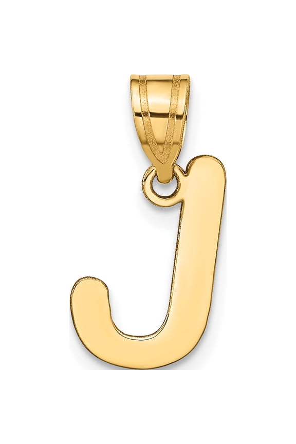 14K Yellow Gold Polished Bubble Letter J Initial Pendant - Jbsp