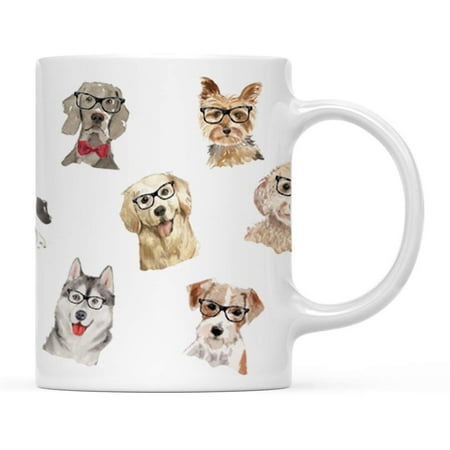 Andaz Press Funny Preppy Dog Art 11oz. Coffee Mug Gift, All Dog Breeds, 1-Pack, Christmas Birthday Present Ideas for