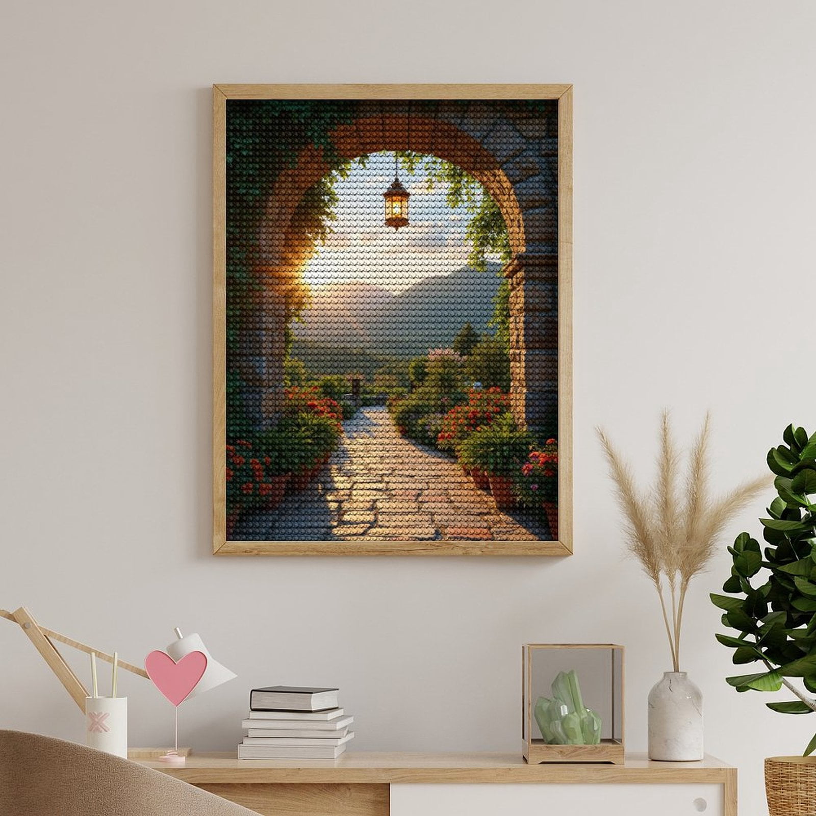 Diamond Art Kits for Adults, Stone Archway Garden Sunset View 5D Diamond Painting Kits for Adults Beginners, DIY Full Drill Diamond Painting, Gem Art and Crafts 12x16