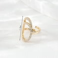 thumbnail image 5 of Womens Open Nail Rings, Geometric Diamond-Embedded Copper Rings, Electroplated Round and Oval Shaped Rings for Women, 5 of 6