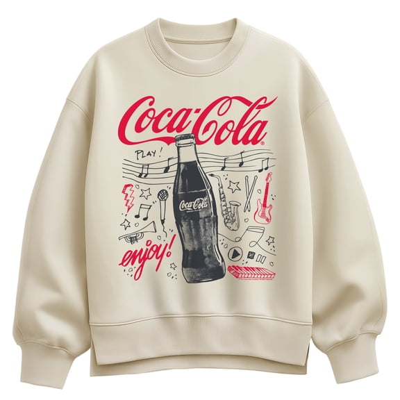 Coca-Cola - Music Doodles - Women's Oversized Fleece Crew Sweatshirt