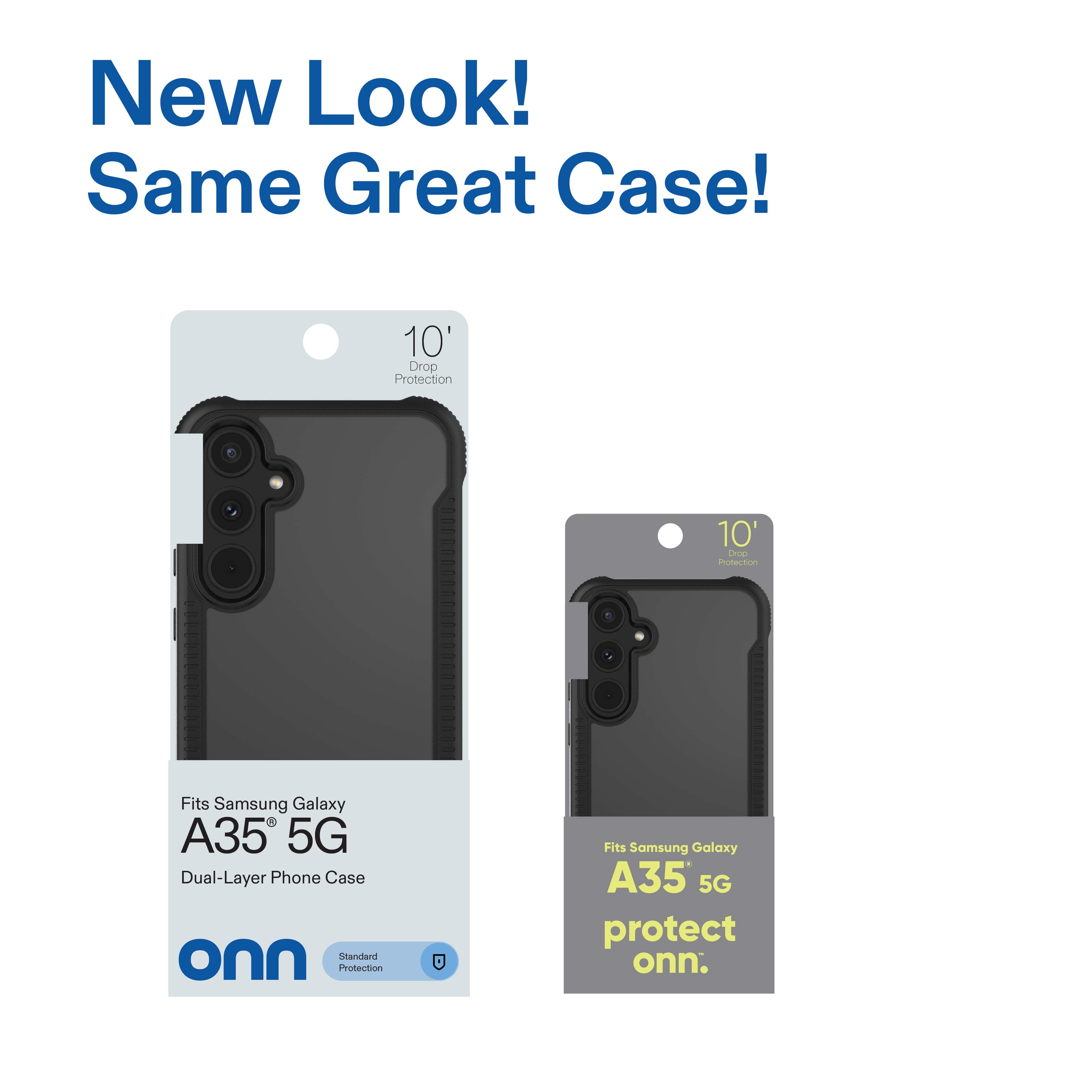 onn Dual-Layer Phone Case for Samsung Galaxy A35 5G - Black/Clear