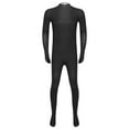 thumbnail image 4 of YONGHS Mens Spandex Open Face Zentai Suit Costume Back Zipper Unitard Full Cover Jumpsuit Bodysuit Black 170, 4 of 7