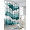 thumbnail image 5 of Turquoise Ombre Waterproof Fabric Shower Curtain, Modern Geometric Moire Abstract Art Shower Curtain for Bathroom Curtains Bathtubs Hotel Washable Shower Curtains with 12 Hooks Stall 48x72in, 5 of 6