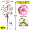 thumbnail image 3 of Apple Blossom Artificial Tree Branches 33” Long Stems Silk Flowers Faux Bouquet for Tall Vase Indoor Home Decor Bulk 3pcs (Pink), 3 of 12