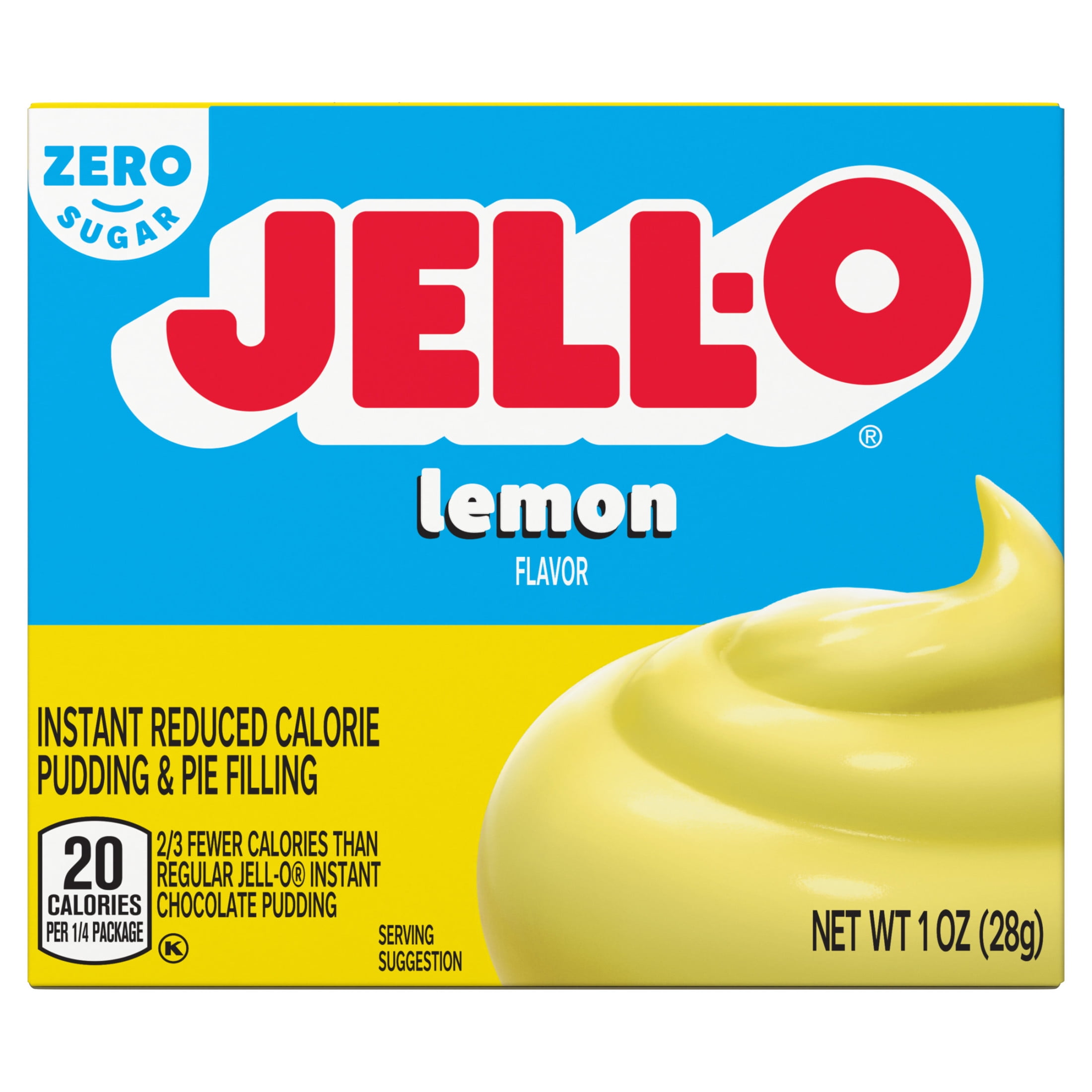 Jell-O Lemon Flavor Zero Sugar Instant Reduced Calorie Pudding & Pie Filling Mix, 1 oz Box