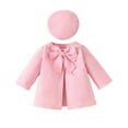 thumbnail image 2 of AUNVITO Girls Outfit 2-Piece Set Solid Color Bow Thickened Hooded Long Sleeve Coat & Shirt Set Fall Winter Cozy Style, 2 of 7