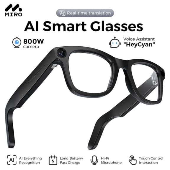 HBMYN Ai Smart Glasses with Integration-Hands-Free Translation&Camera,1080P Video Recording,32Gb Memory