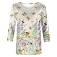 thumbnail image 3 of HTNBO Womens 3/4 Sleeve Tops Summer Fall Loose Fit Crew Neck Graphic Tees, 3 of 4