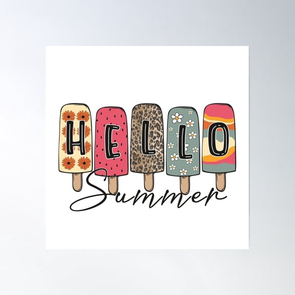 Hello Summer Poster Wall Art, Modern Wall Decor, 16x16 UNFRAMED