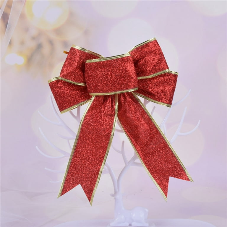 Yinder Christmas Velvet Ribbon 2.5 Inches Wired Gold Edges Ribbon Trim  Wrapping Ribbon Double Side Ribbon for Xmas Bow Holiday Gift Wrapping (Red
