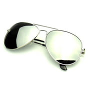 Emblem Eyewear - Polarized Full Mirror Silver Aviator Sunglasses