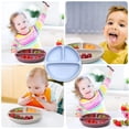thumbnail image 4 of Plato de silicona para comedor, vajilla para cena infantil, para niños pequeños, adultos, cuencos para comer lavables, vajilla reutilizable para el hogar, azul seitruly BA000329-04, 4 of 6