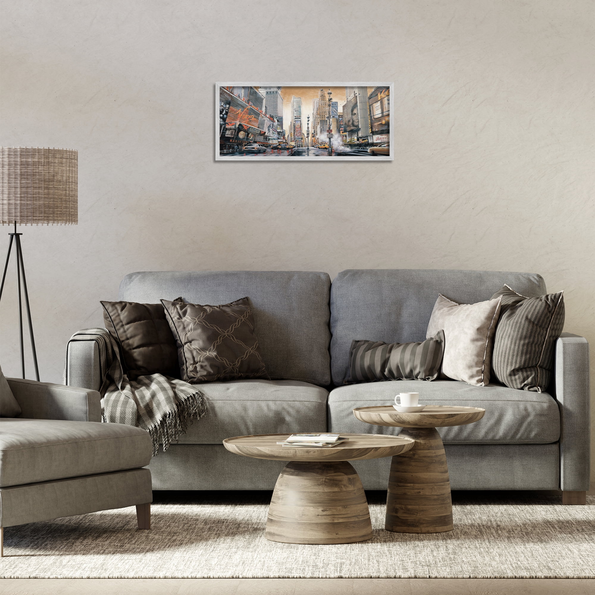 Stupell Industries New York Cityscape Scenery Painting Gray Framed Art Print Wall Art, 24 x 10