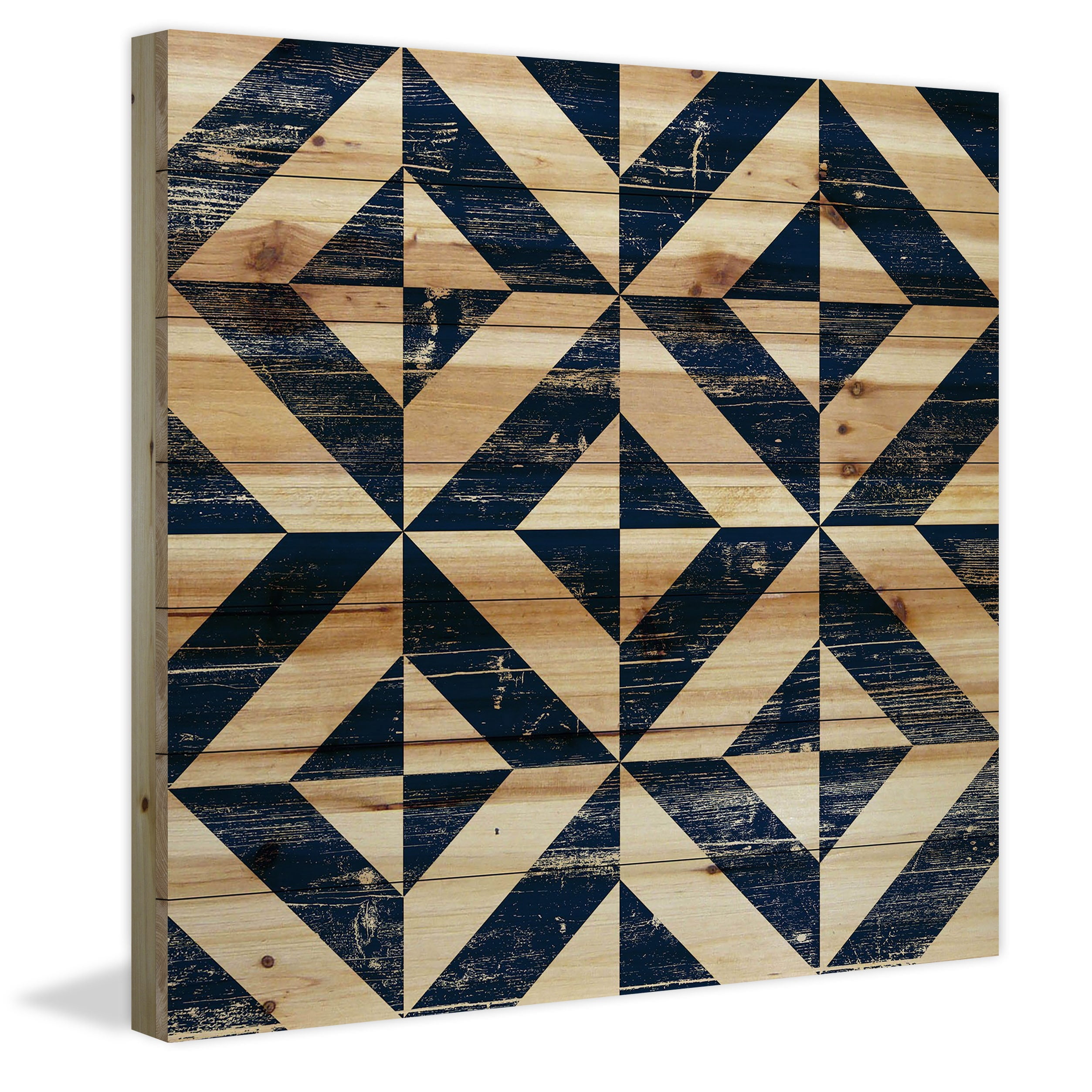 "Square Jigsaw" Painting Print on Natural Pine Wood