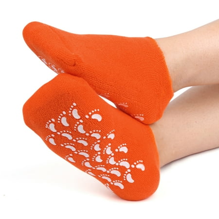 1 Pair Non-skid Cotton Blends Soften Skin Moisturizing Socks Silicone Socks Orange 1 Pair Non-skid Cotton Blends Soften Skin Moisturizing Socks Silicone Socks Orange