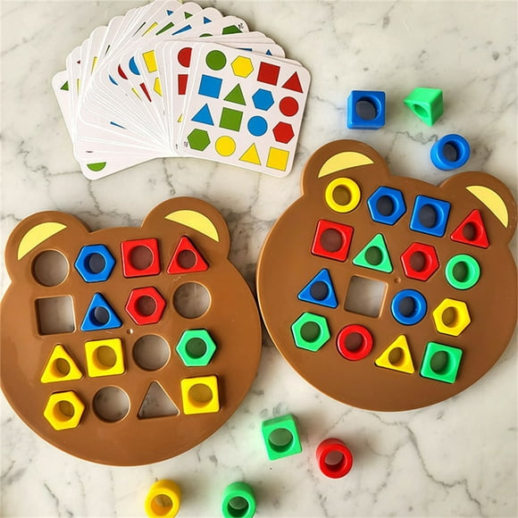 Oliegs Heated Blanket Children's Early Education Puzzle Color Recognition Geometric Shape Pairing Montessori Education Building Blocking Parent Child Interactive Sense System Board Game Chocolate