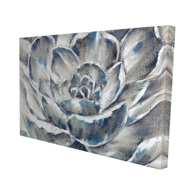 Fleurs Grises et Bleues - Toile 24"x36 Pouces - Impression à la Demande