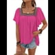 thumbnail image 3 of Camisas Mexicanas para Mujer, Estilo Bohemio, Bordadas, de Corta con Mariposa y Cuello Cuadrado, Blusas Holgadas. Rosa Roja S, 3 of 10
