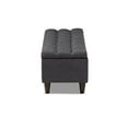 thumbnail image 4 of Brette Mid-Century Modern Charcoal Fabric Upholstered Dark Brown Finished Wood Storage Bench Ottoman, 4 of 5