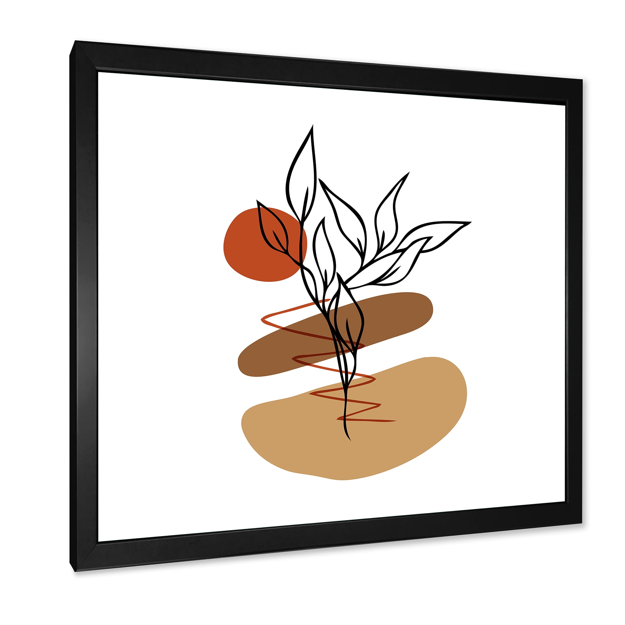 Designart 'Abstract Flowers Plants With Elementary Shapes II' Modern Framed Art Print
