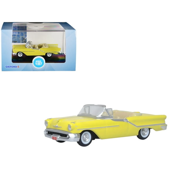 1957 Oldsmobile 88 Convertible Coronado Yellow 1/87 (HO) Scale Diecast Model Car by Oxford Diecast