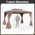 thumbnail image 3 of Costway 10 X 13 FT Patio Gazebo, Outdoor Double-Roof Canopy Tent with Mesh Netting Coffee, 3 of 10