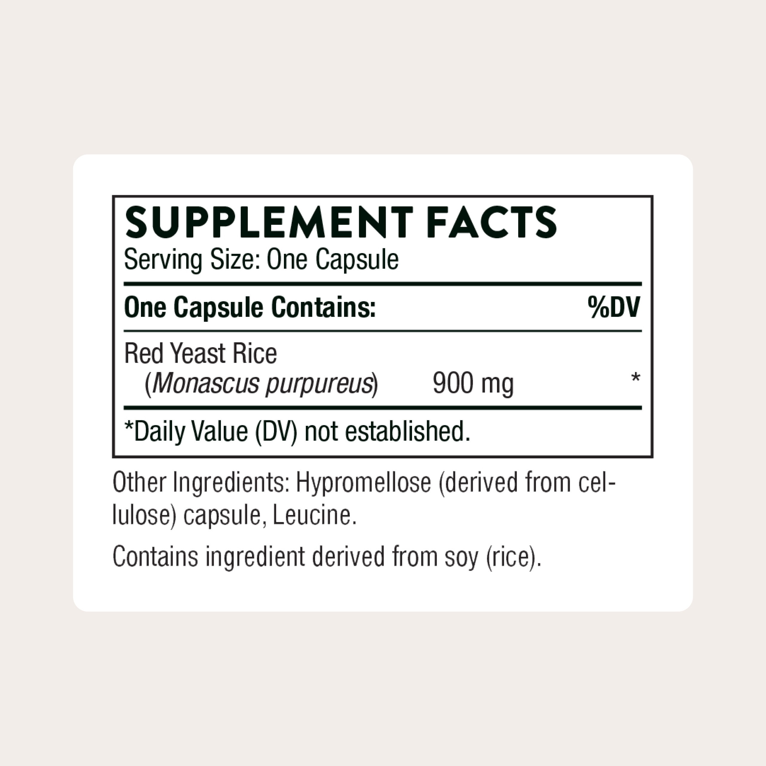 THORNE - Red Yeast Rice (formerly Choleast-900) - Supports Healthy Cholesterol Levels Already in a Normal Range, Heart Health & Blood Pressure* - Gluten-Free, Dairy-Free - 120 Capsules