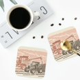 thumbnail image 4 of Yiaed Combine harvester working with tractor Print Leather Coasters for Drinks - Cup Coasters Coffee Table Kitchen Table Bar, Home & Office Gifts Handmade Drink Coasters-Square, 4 of 6