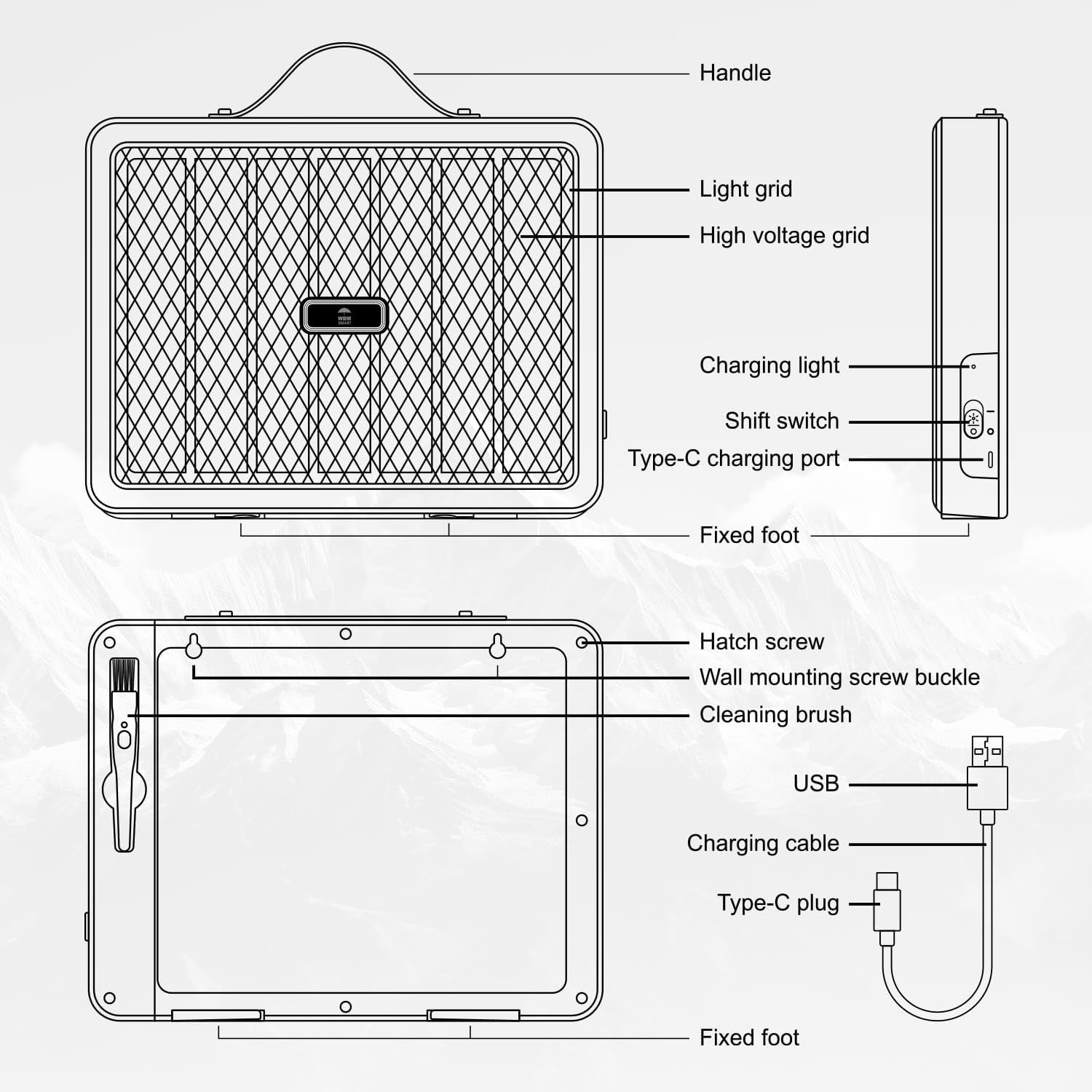 Electric Bug Zapper, High-Voltage LED UV Light Trap for Mosquitoes, Portable & Wall-Mountable, Safety Mesh Protection, Indoor/Outdoor Use