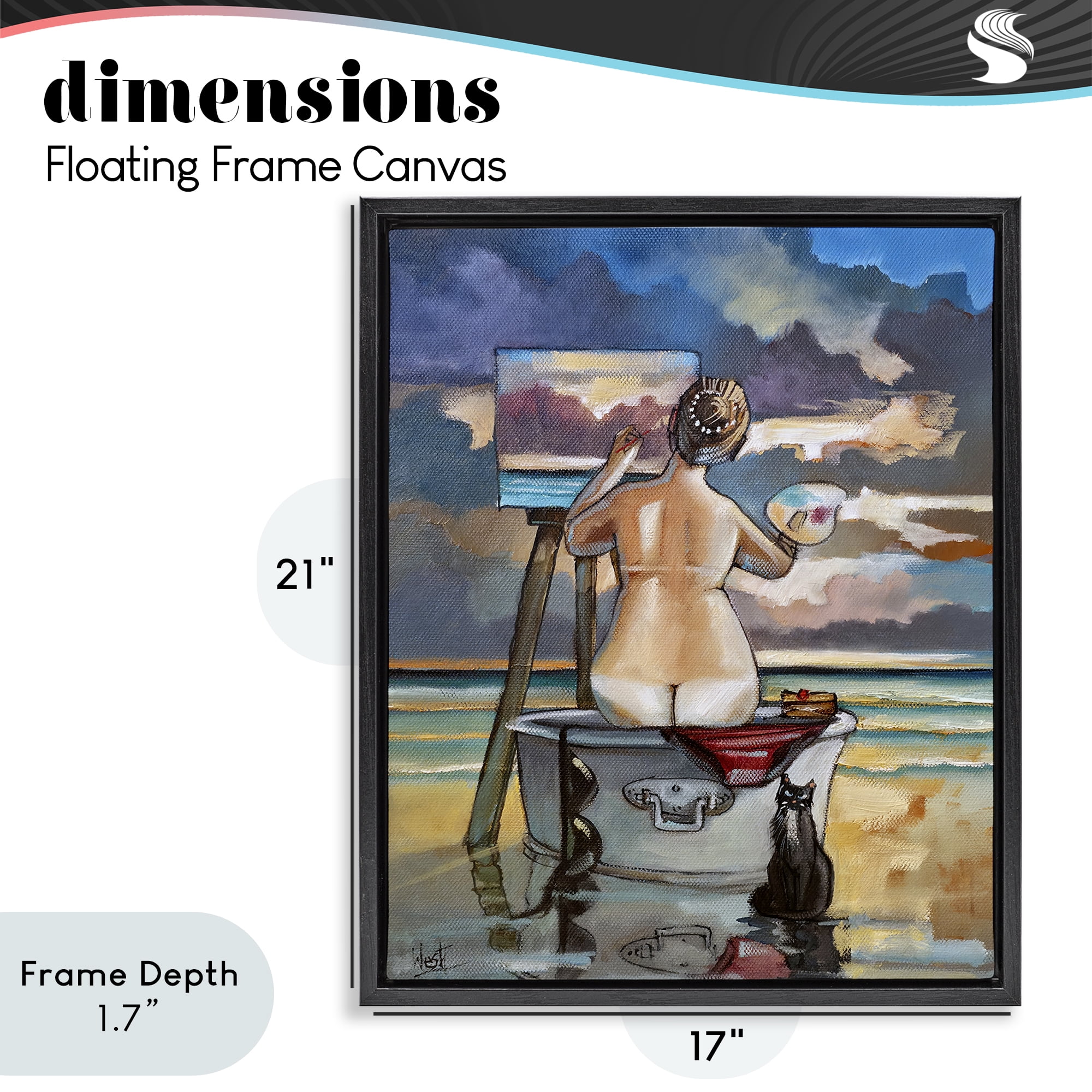 Stupell Industries Painting Up A Storm Black Framed Floater Canvas Wall Art, design by Ronald West
