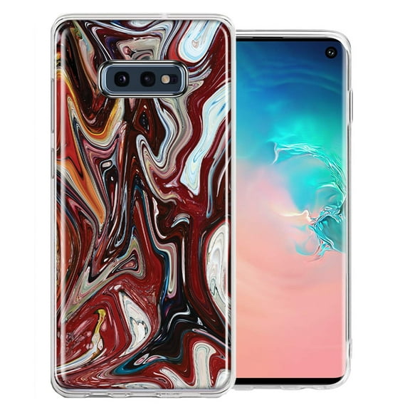 MUNDAZE For Samsung Galaxy S10e Red White Abstract Design Double Layer Phone Case Cover