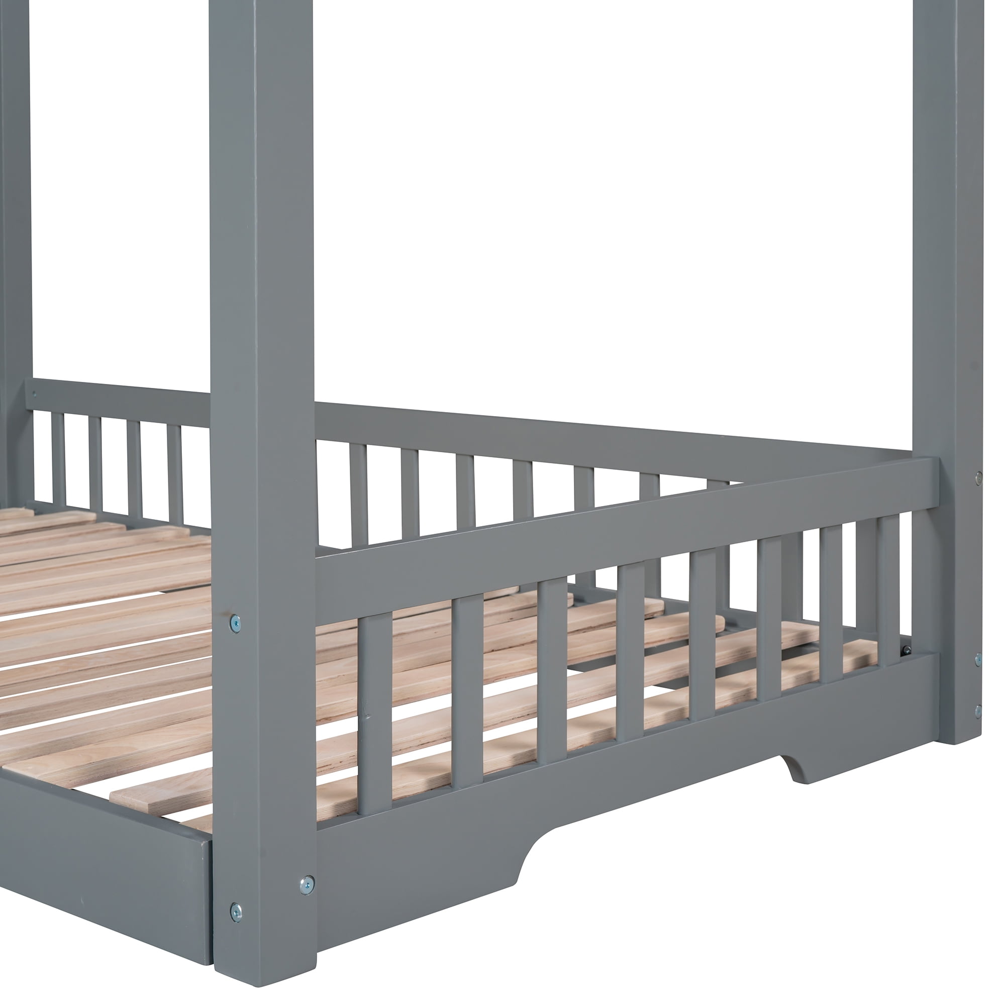 Twin Gray Wood Daybed with Twin Trundle, Extends to King Size – HOMEDAYBED