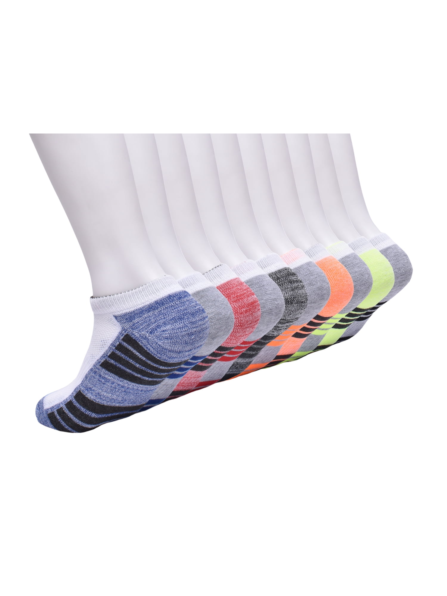 Athletic Works Boys Cushioned No Show Socks, 10-Pack, Sizes S (4.5-8.5) - L (3-9)