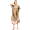 thumbnail image 5 of Sakkas Bree Long Embroidered Cap Sleeve Marbled Dress - Army Green - One Size Regular, 5 of 5