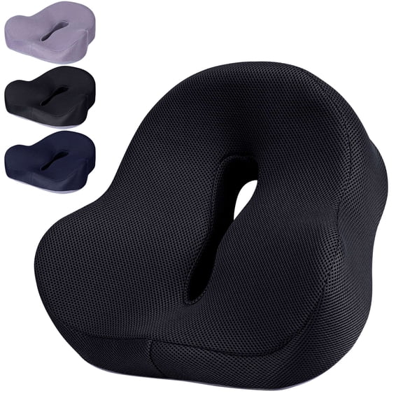 Deago Memory Foam Seat Cushion for Office Chair & Car, Ergonomic Cushions Pad Pillow for Pressure Relief Sciatica & Pain Relief for Long Sitting (Black)