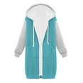 thumbnail image 5 of Usmixi 2023 Sweatshirt Coat for Women Womens Long Coat Open Full Zipper Drawstring Hooded Sweater Outwear with Pocket Fashion Color Block Fleece Overcoat Winter Sweatshirt Coat, 5 of 5