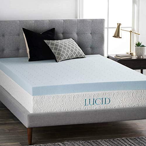 LUCID 4 Inch Gel Memory Foam Mattress Topper-Ventilated Design-Ultra Plush-Twin XL