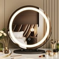 thumbnail image 6 of IDEALHOUSE 19" Round Vanity Mirror with Lights, Black Makeup Mirror, 3-Color Dimmable LED, Smart Touch, 360° Rotation, Tabletop Mirror for Bedroom and Dressing Room, Easy Install, 6 of 10