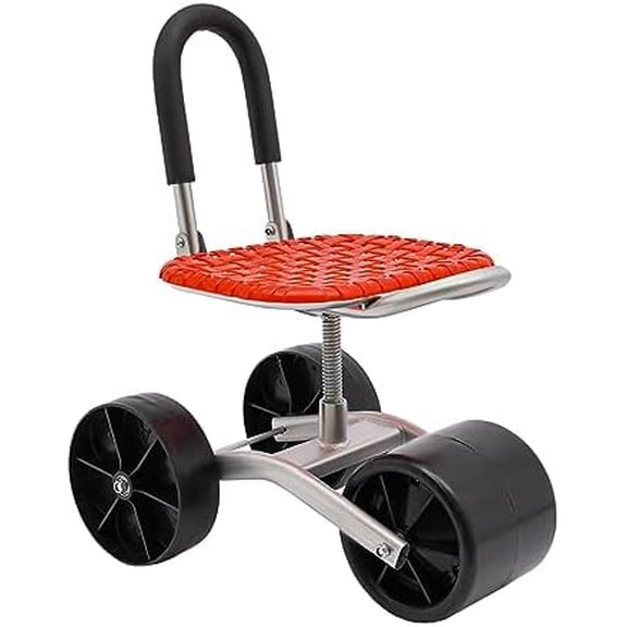 Garden Rolling Stool Workseat Adjustable Seat Hight with 3 Wheels Stable Sturdy Cart Rotates Garden Seats Red$$Garden & Patio