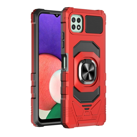Phone Case for Samsung Galaxy A33 5G Hybrid Dual Layer with Rotate Magnetic Ring Stand Holder Kickstand, Rugged Shockproof Protective Cover for Galaxy A33 - Red